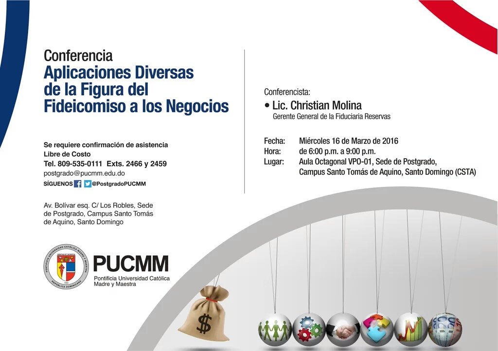 El 16-3-2016, <a href="/molina_chris/">Christian Molina</a> dictará conferencia sobre aplicaciones del fideicomiso a los negocios. #AbogadosRD