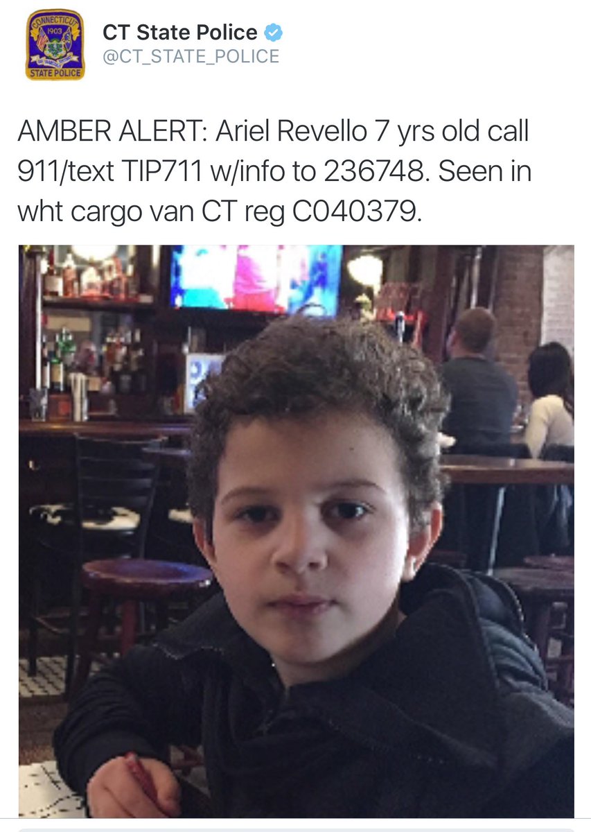 #AMBER Alert from CTSP, white cargo van, CT registration C040379. Call 911 if seen.