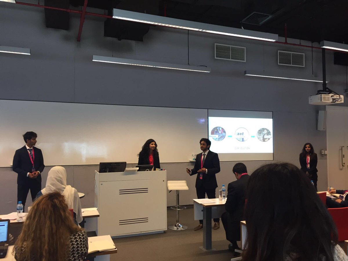 AUS students pitching for their startup idea to an executive jury at the <a href="/hultprize/">Hult Prize</a> regional finals. Good luck!