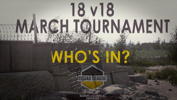 First round of @SquadLeague tourney livestreaming now! twitch.tv/squadleague #SquadUp More info at squad.gg