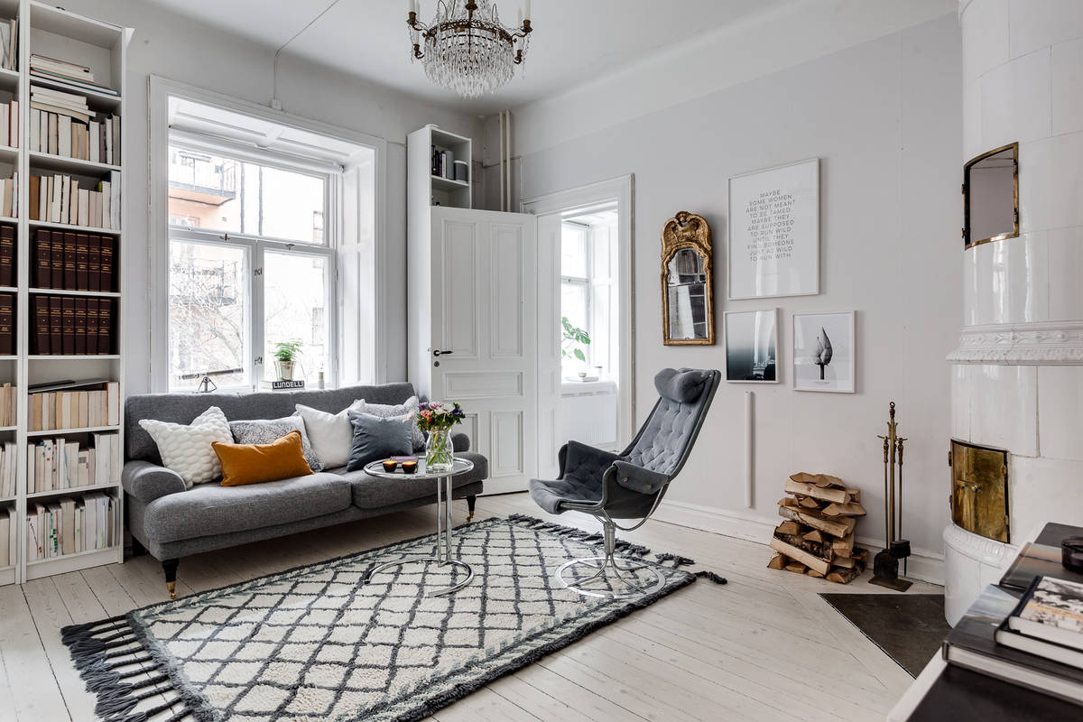 The living room of a renovated apartment in Vasastan, Stockholm #Design #Decor #Scandinavian #Interior