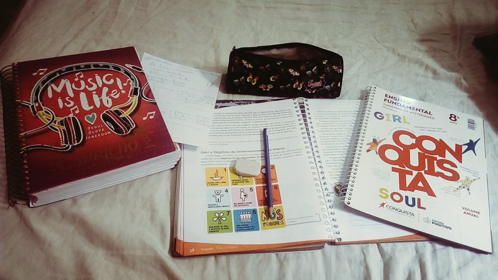 ThassaCosta1's tweet photo. Passar o sábado fazendo dever 📚😰
#LivroConquista 📔
#OitavoAno 📖🎉 https://t.co/gshBKVjeAl