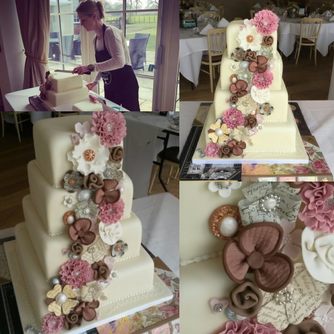IcingAngel's tweet photo. Wedding cake today #vintage #vintagewedding  #romantic #paperflowers https://t.co/OPohAk5DDn