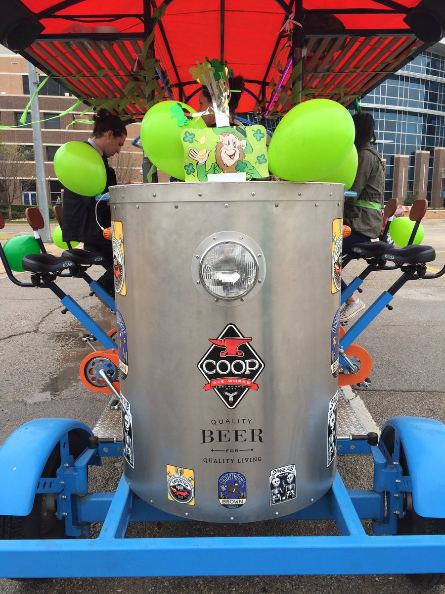 OKCBikeBar's tweet photo. Who's ready for the St. Patrick's Day parade?!? @COOPAleWorks https://t.co/LGPwDo4nbO