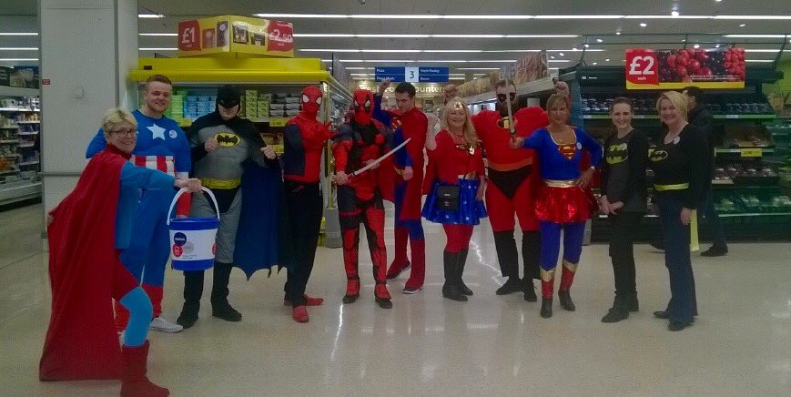 #SuperheroWeekend at Tesco Halifax <a href="/CharityMeg/">Megan Senior</a> all for a great cause #Kapow!!