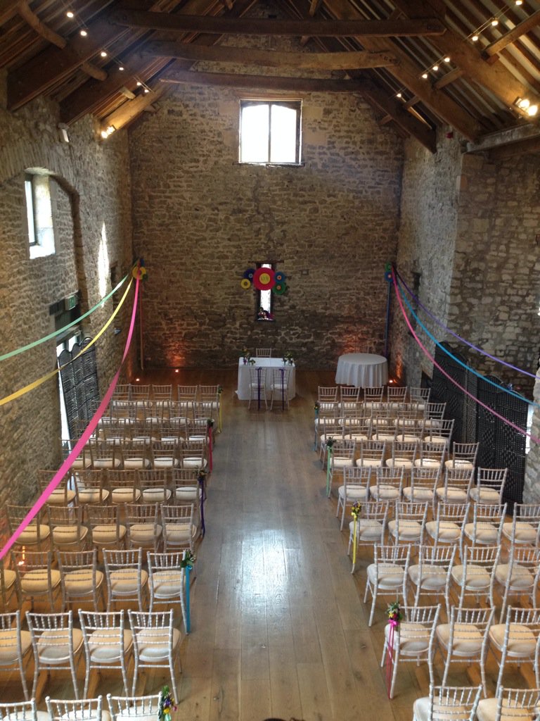 Very colourful wedding today at <a href="/PristonMill/">Priston Mill</a> with <a href="/weddinghelperuk/">LittleWeddingHelper</a> &amp; beautifully bright flowers from <a href="/NortonFlowers/">Emma Norton Flowers</a>
