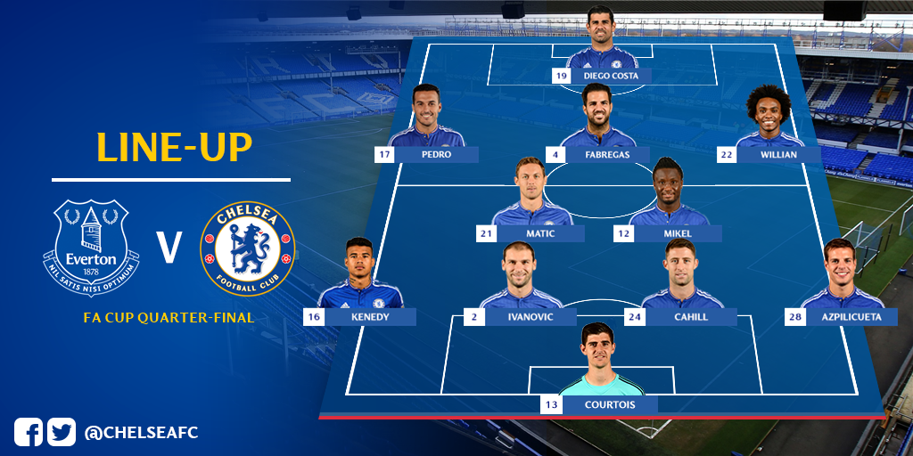ChelseaFC's tweet photo. Here's how @ChelseaFC will line up to take on Everton in the #FACup today... https://t.co/sqWFYDTlsM