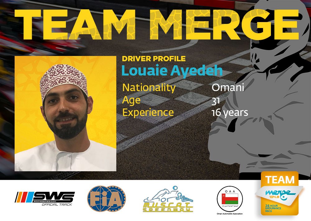 merge1048's tweet photo. Are you ready for the #24Hour #EnduranceRace @OAA_OmanAuto the #MergeTeam Louaie Ayedeh. https://t.co/ZgX88F5y7R