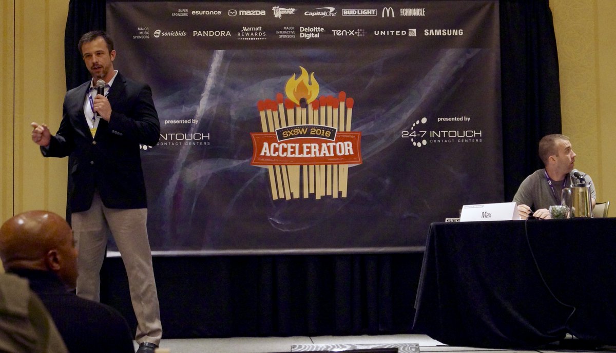 erinGmiller's tweet photo. Check out @dougwulff, Founder of @Clone__TV pitching at #SXSWaccel at #sxsw! https://t.co/K6uLD7kJdn