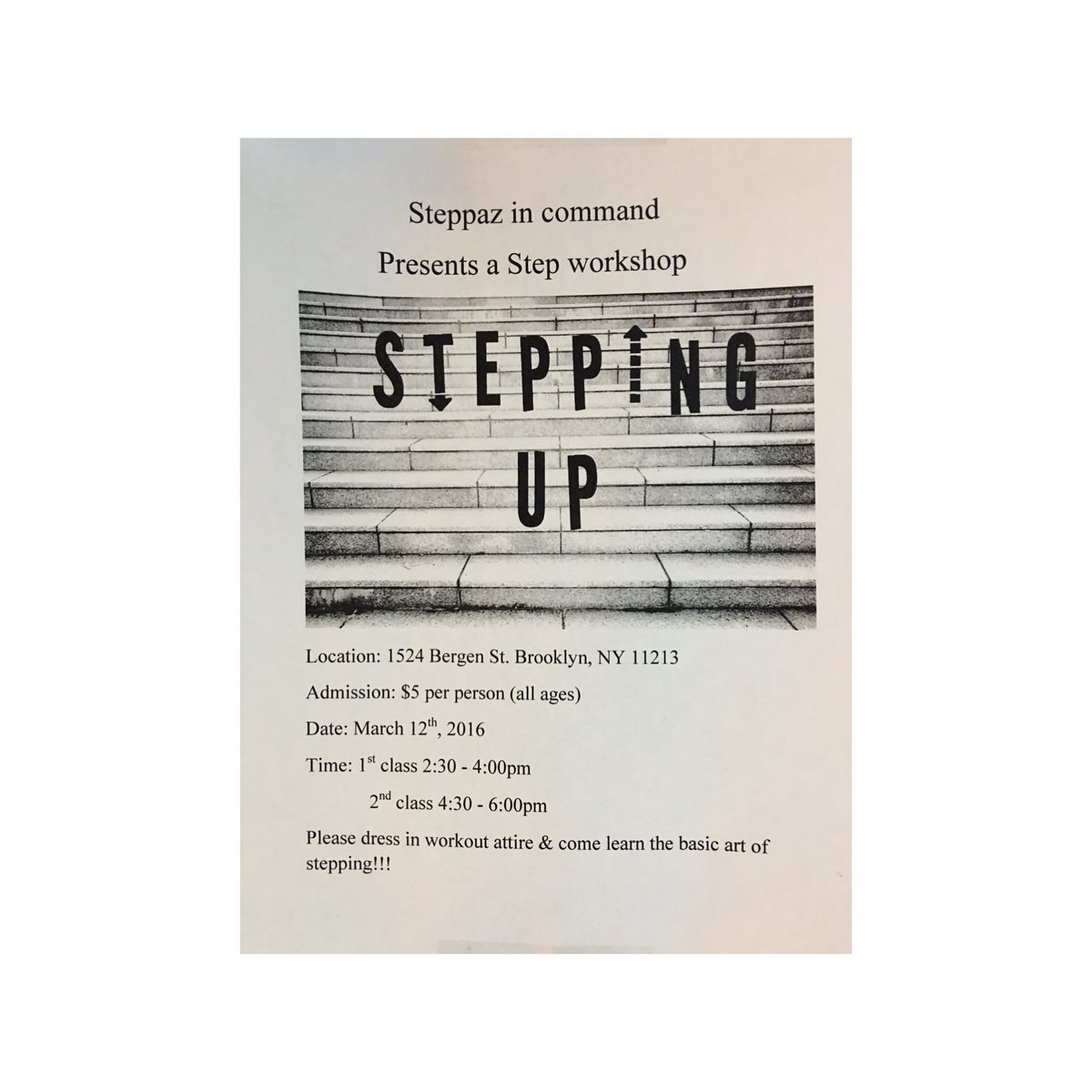 4EverBlaziin's tweet image. If you're not busy today come out &amp;amp; take a class!! #SteppazInCommand #HowToStepWorkshop 👏🏾👟👏🏾👟