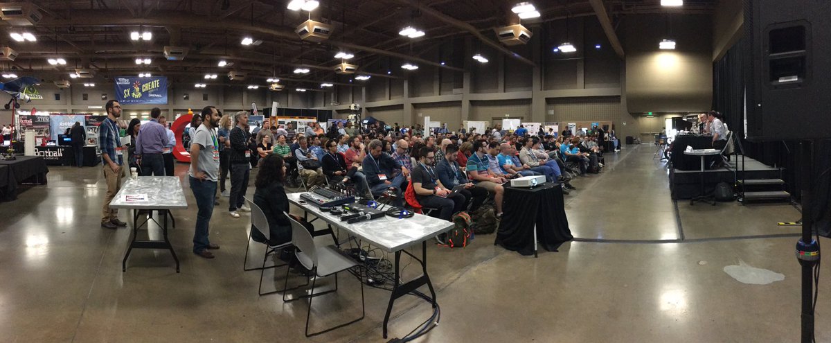 snax's tweet image. SRO #SXCreate Stage for Making #IoT, but plenty of room! #SXCreate free, open to public until 6 pm