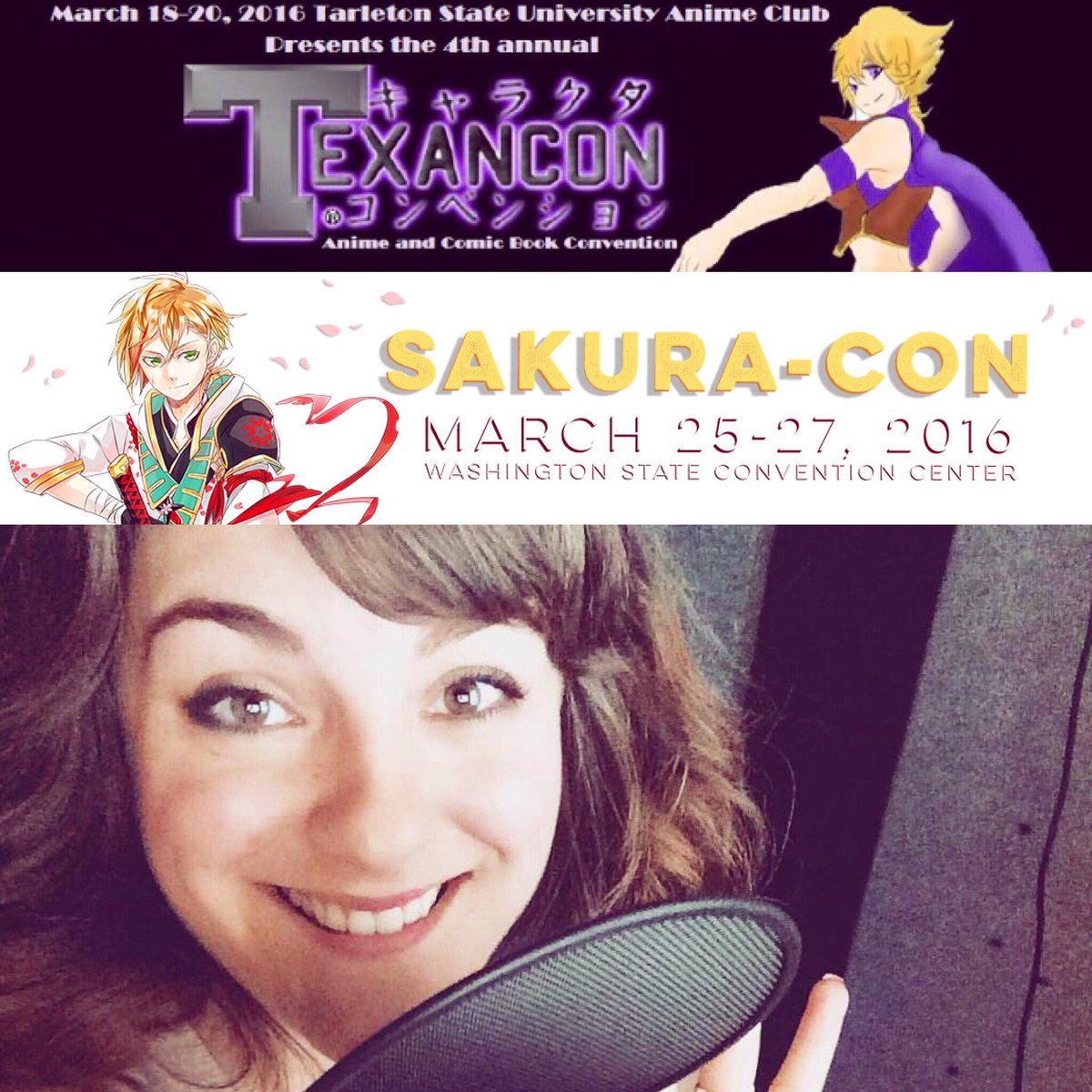 nataliehoovervo's tweet photo. Celebrate March and come to @Texancon &amp; @SakuraCon ✨🎉 Hope to see you there~!!✨👋 #animecon #voiceover https://t.co/OWVbYoYF81