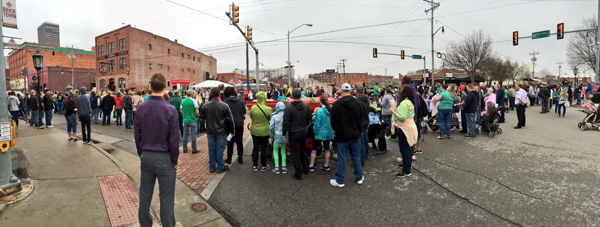 DowntownOKC's tweet photo. This green crowd is giving off the best vibes 💚☘ #OCityParade https://t.co/tMO0SA0NDx