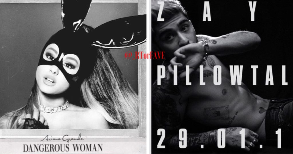 _RTorFAVE's tweet photo. REQUESTED
RT for Ariana Grande, Dangerous Woman
LIKE for Zayn, Pillow Talk https://t.co/R1vW6fvFkf