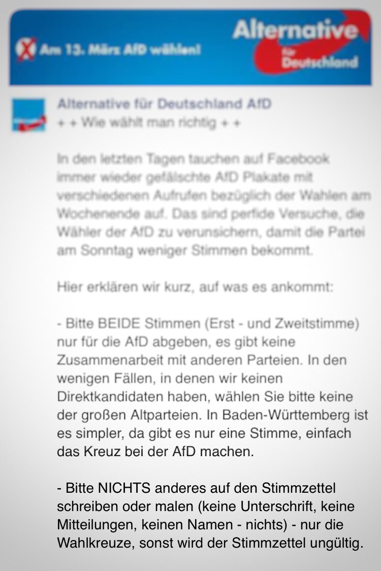 zdfmagazin's tweet photo. Das Vertrauen der AfD in die Intelligenz ihrer Wähler. (Symbolbild) https://t.co/xGZFjbaiAB
