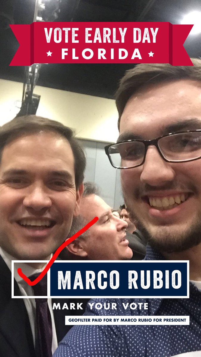 TeamMarco's tweet photo. Use this snapchat geofilter in FL &amp; tweet the screenshot using #VoteEarlyDay for a chance to win a signed Marco hat👌 https://t.co/aTofL3ZrEG