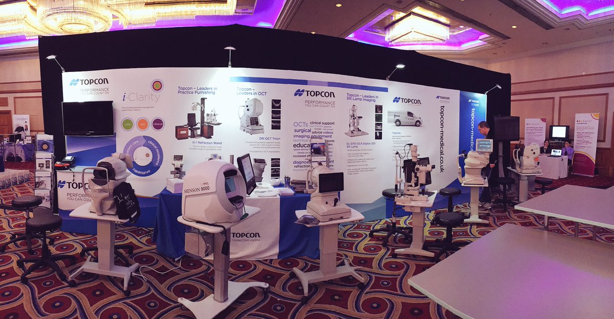 TopconLaura's tweet image. @TopconGB set up for #OptometryTomorrow Come and see us and our wide range of amazing Ophthalmic Equipment!