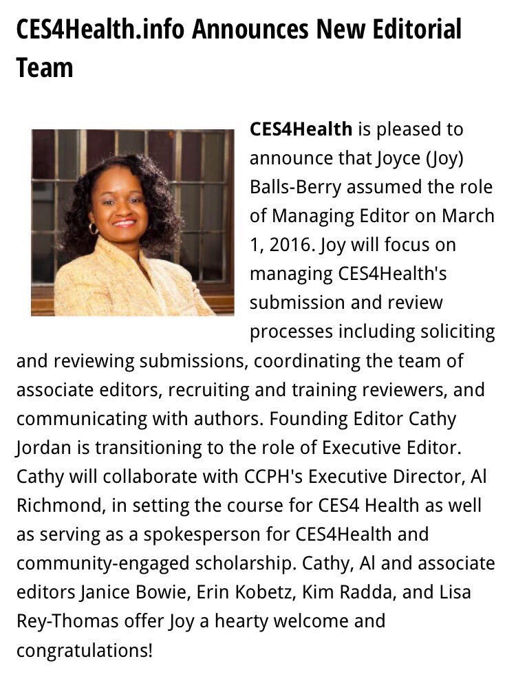 CESPartnership's tweet photo. Congrats @jballs1908, new managing #editor of @CES4Health & to @CathyJordan16, named executive editor! #CES4Health https://t.co/QUrB5gsijn
