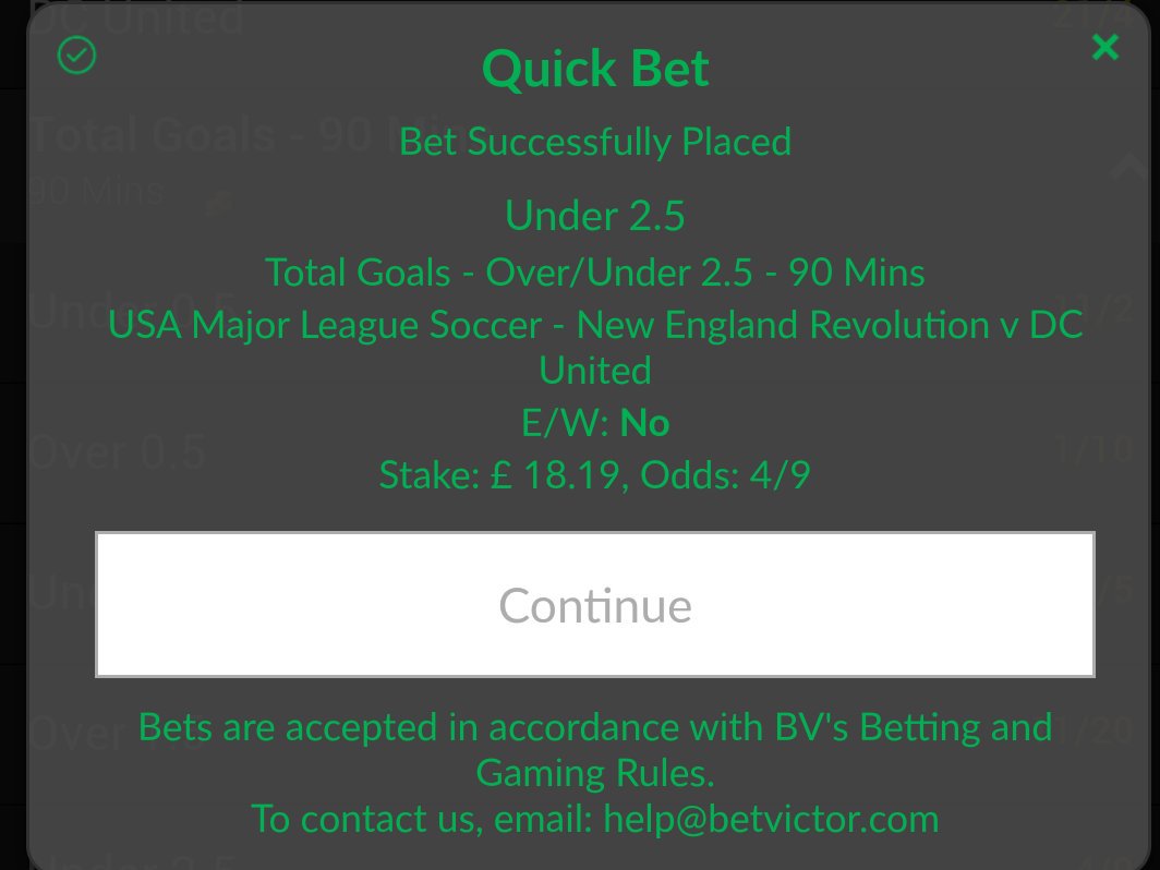 MMTipsters's tweet photo. BET 3: £10 to £100
Under 2.5 Goals
New England Revolution vs DC United
4/9 Stake: £18.19 Return: £26.27 🍀 https://t.co/TFeVv5H50r