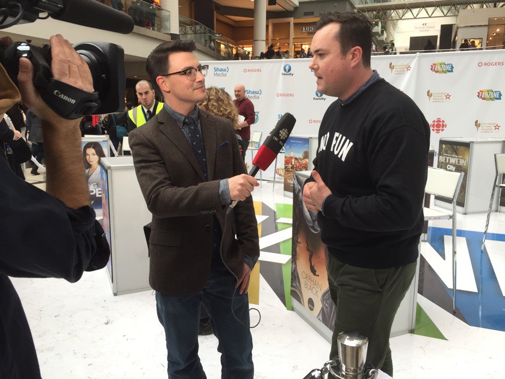 Lovers of #OrphanBlack will know this guy - <a href="/TheBruun/">My new account is @MrKristianBruun</a> with <a href="/glasneronfilm/">Eli Glasner 🎥</a> at #FanZone. #cbcnewsarts