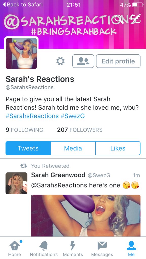 SarahsReactions's tweet photo. @SwezG Haha love it!! Thank you beaut, I've officially got a new picture 😏😻 https://t.co/T5s3SutpmA