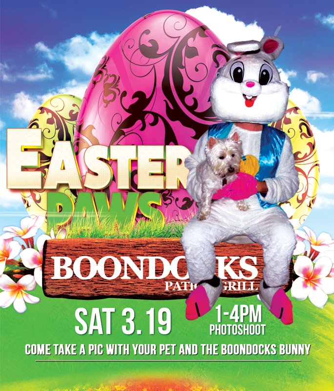 BoondocksPatio's tweet photo. #EasterPaws @boondockspatio.. Sat 3.19.. 1-4pm.. Have your Dog take a Pic with the #EasterBunny! π°π @gemraymedia https://t.co/JoQJVxOheG