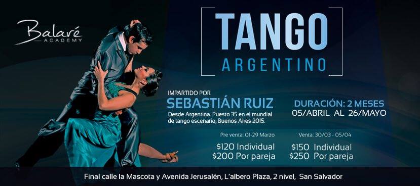 SmartTicketca's tweet image. ¡Ya puedes inscribirte en el Curso de Tango Argentino!
Compra ya: smartticket.com.sv