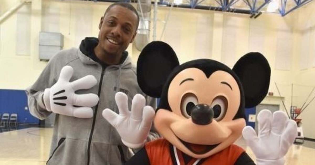 theScore's tweet photo. VIDEO: Mickey Mouse finds Paul Pierce with a magical pass! โจ๐ https://t.co/vOfvmFAEr5 https://t.co/5il3oyLePF