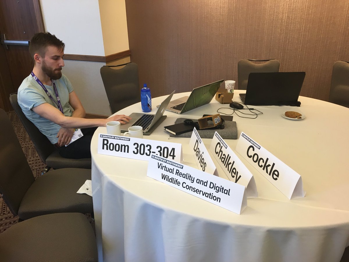 ade's tweet photo. Getting ready for our #SXSW talk on VR for digital wildlife conservation with @Al2kA and @jack_chalkley #VRwildtech https://t.co/gXEvZRgWMQ
