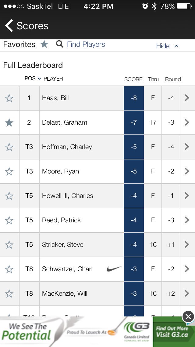 GolfSK's tweet image. @GrahamDeLaet with a birdie putt from 30 feet to tie the lead @ValsparChamp. #FearTheBeard #finalgroup