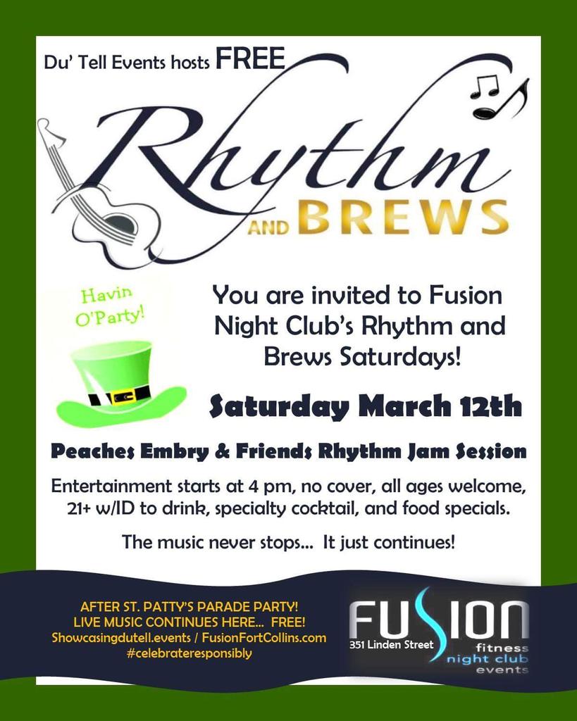 DuTellEvents's tweet photo. Party continues 4pm @Fusion Night Club
#Saturday #LindenSt #Ft Collins #FREE #allages #dutellevents #nocover https://t.co/yWr7HWgjyu