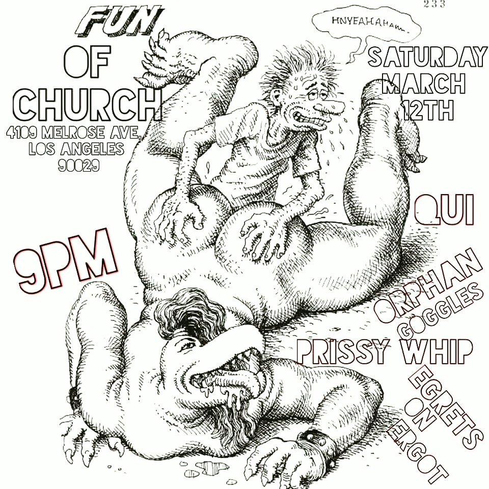 PrissyWhip's tweet photo. TONIGHT at Church of Fun w/ @EgretsOnErgot, @quiband, #orphangoggles https://t.co/giXGQrMKpb