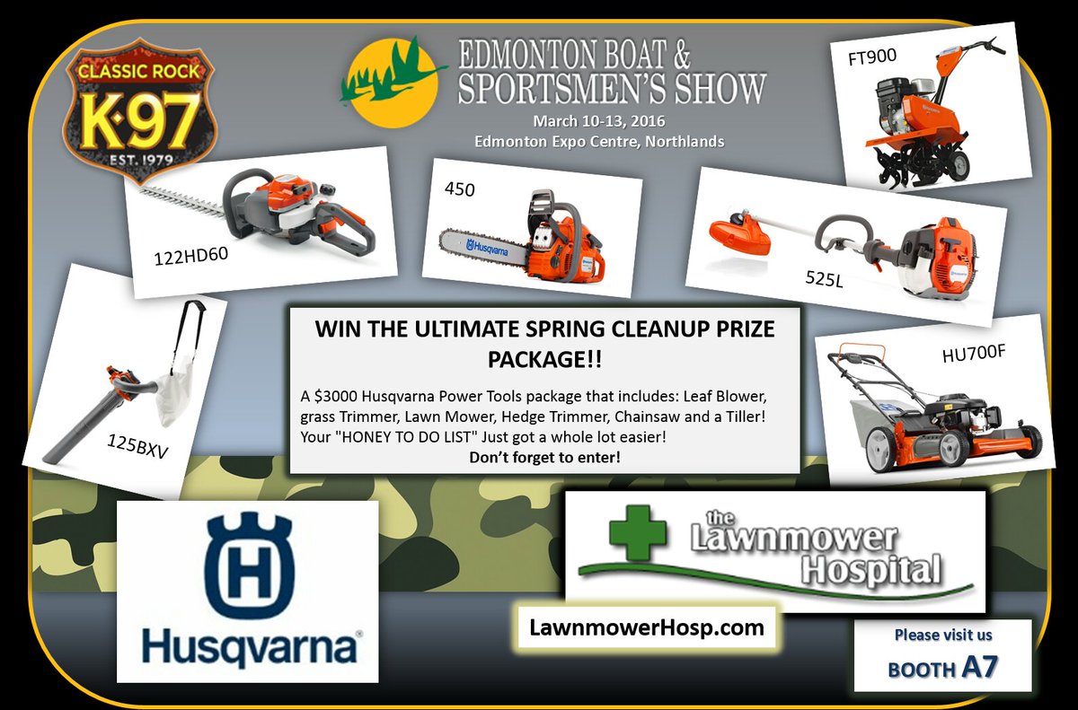 lawnmowerhosp's tweet photo. Go see the gang from @K97 & check out the @HusqvarnaCA $3000 Ultimate Spring Cleanup Prize. #EBSS16 #yeg #win https://t.co/vGfsG9FDaj