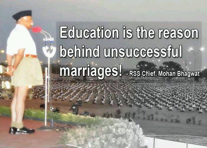 realindian67's tweet photo. #RSSISIS #ChaddiNahiSochBadlo #Rssseazadi 
@RSSorg Education is the reason behind Unsuccessful Marriage #abvpexposed https://t.co/VcXeuEUKl3