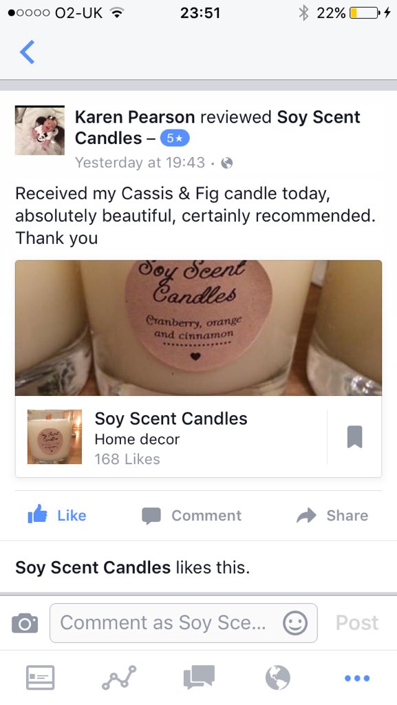 ScentSoy's tweet photo. Another happy customer! 😊😊😊 #happycustomer #candles #homemade #soywax #cassis&amp;fig https://t.co/uVa1Oyuy5t