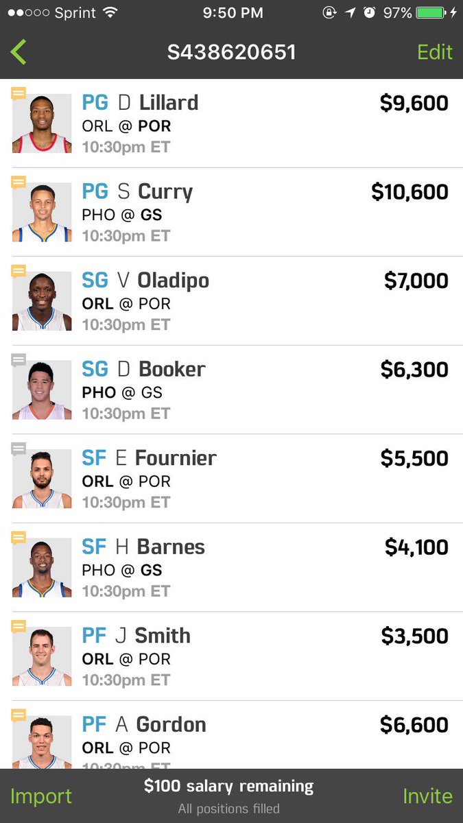 FanDuelPSL's tweet photo. Pick this team and enter it in as many contests as you can because this is it im telling you #FanDuel https://t.co/KJiUCDTLXU