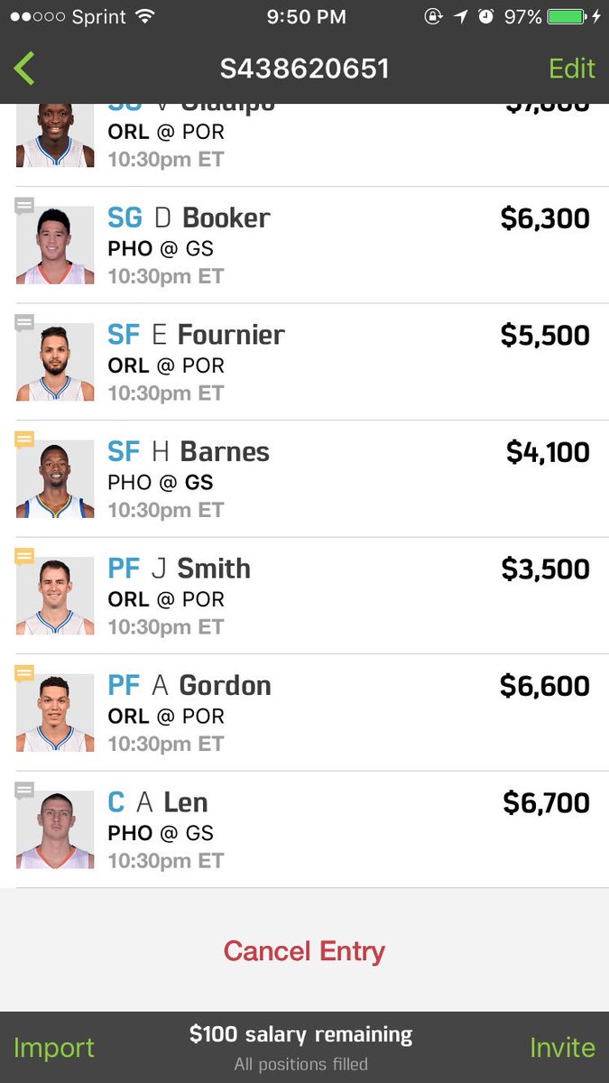 FanDuelPSL's tweet photo. Pick this team and enter it in as many contests as you can because this is it im telling you #FanDuel https://t.co/KJiUCDTLXU