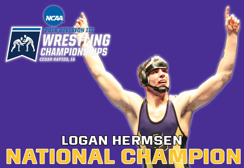 UWSPAthletics's tweet photo. National Champion. 

Logan Hermsen is your 2016 @NCAADIII 165lb Champion! https://t.co/YeB1hcYIbq