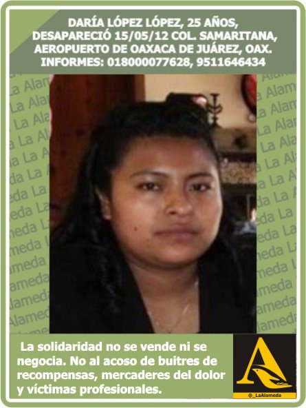 #Tebuscamos Daría López López en #Oaxaca 15/05/12 #TwitterOax @juliotlaseca 911