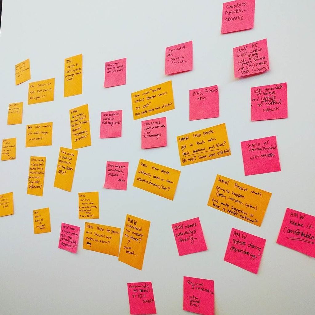 slothberr's tweet photo. The almost fun part! Narrowing down our How Might We questions... #bitsblocks #Team15 https://t.co/BHMK6UXQNy https://t.co/EY2BJDJI1E