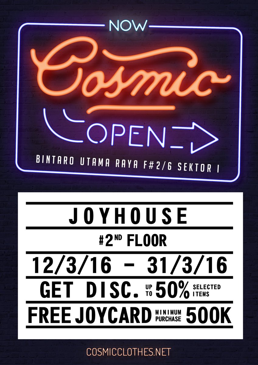 CosmicBintaro's tweet photo. Selamat pagi menjelang siang joyers, yuk mampir ke joyhouse kita masih banyak promo2 menarik loooh, grab it fast!!!! https://t.co/jxQBdJwwGy