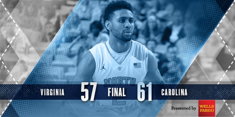 UNC_Basketball's tweet photo. FINAL: Carolina 61, Virginia 57 #UNCBBall #HeelsLockIn #GoHeels @WellsFargo https://t.co/71NqMaf0eB