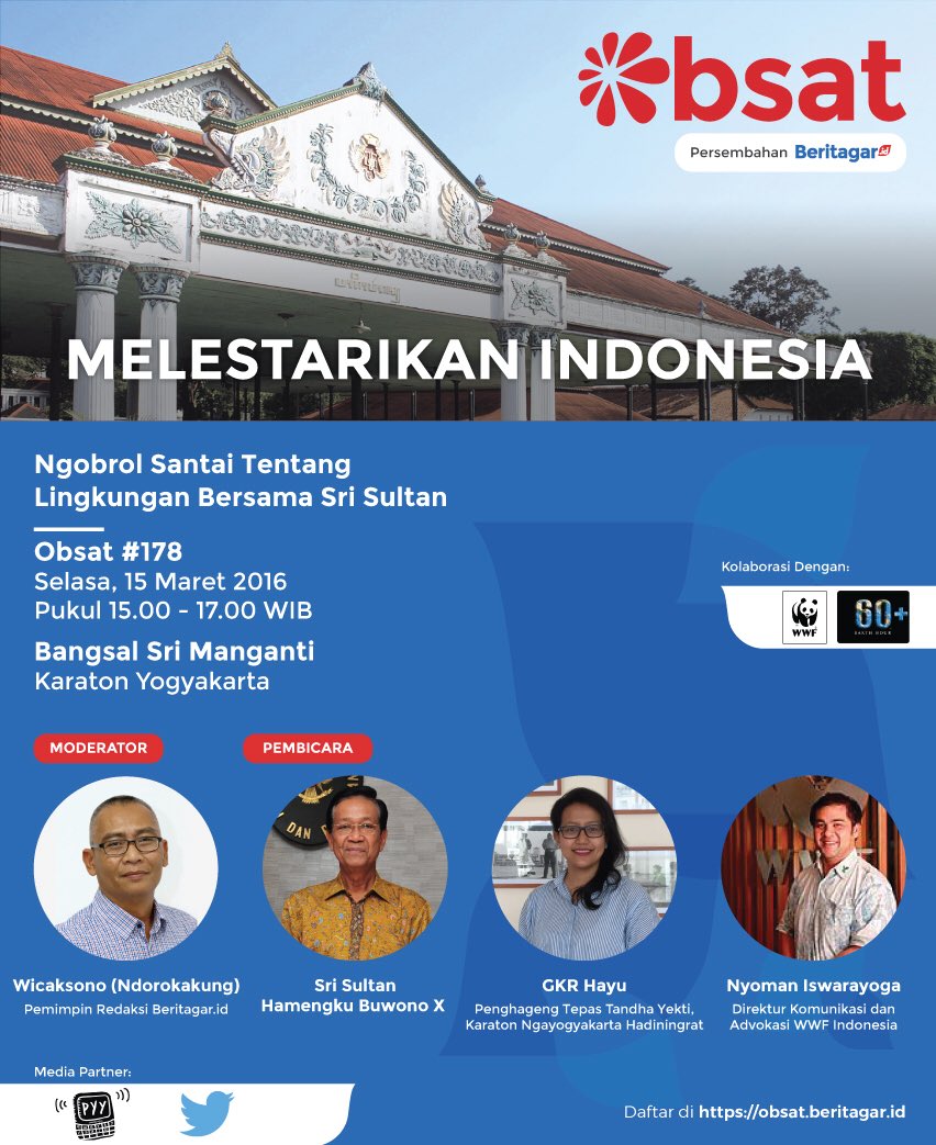 BESOK!! @Obsat  | Bangsal Sri Manganti @Kratonjogja | w/ Sri Sultan HB X, <a href="/ndorokakung/">Ndoro Kakung</a> @gkrhayu <a href="/iswarayoga/">Nyoman Iswarayoga</a>