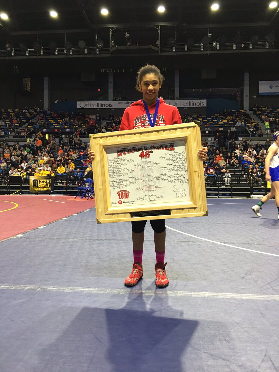 IllinoisMatmen's tweet photo. Here SHE is. Your novice 115 pound state champion Kennedy Blades! First female IKWF champ ever?! https://t.co/WRXXh3v7ZT