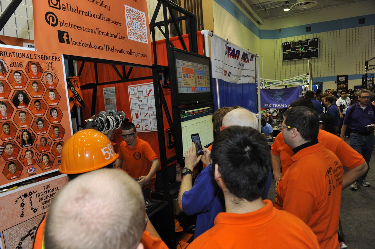 frc6239's tweet photo. Team 5830 at the Greater DC tournament the Judges LOVED our pit #frc5830 #team5830 #omgrobot #irrationalengineers https://t.co/hbNvmp7dLQ