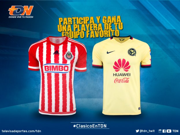 ViXDeportes's tweet photo. Durante el #ClasicoEnTDN regalaremos playeras OFICIALES de @Chivas y @ClubAmerica.  

¡¡Para participar da RT!! https://t.co/KArFsSyRnD