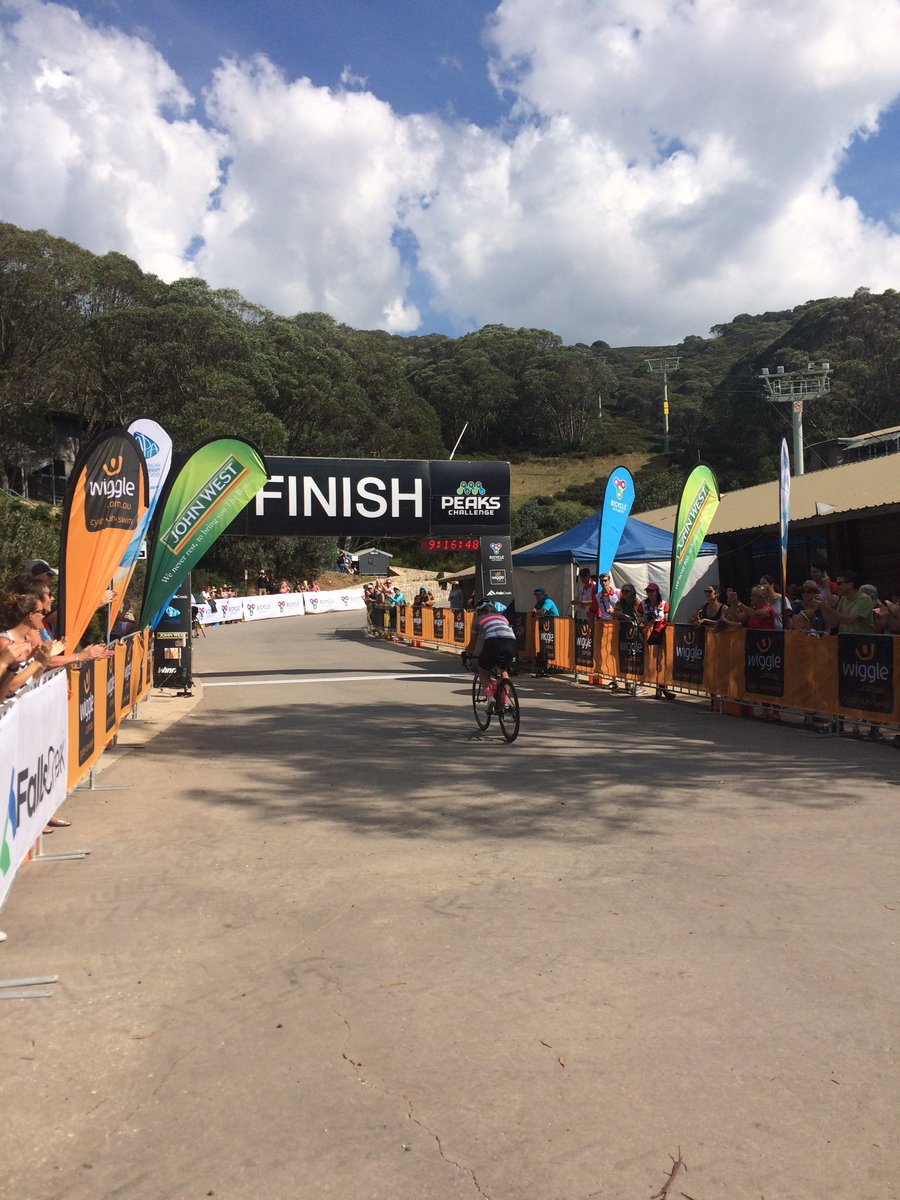 bicycle_network's tweet photo. Our first woman rider has just crossed the line! #Peaks16 https://t.co/3FF8sXskJ9