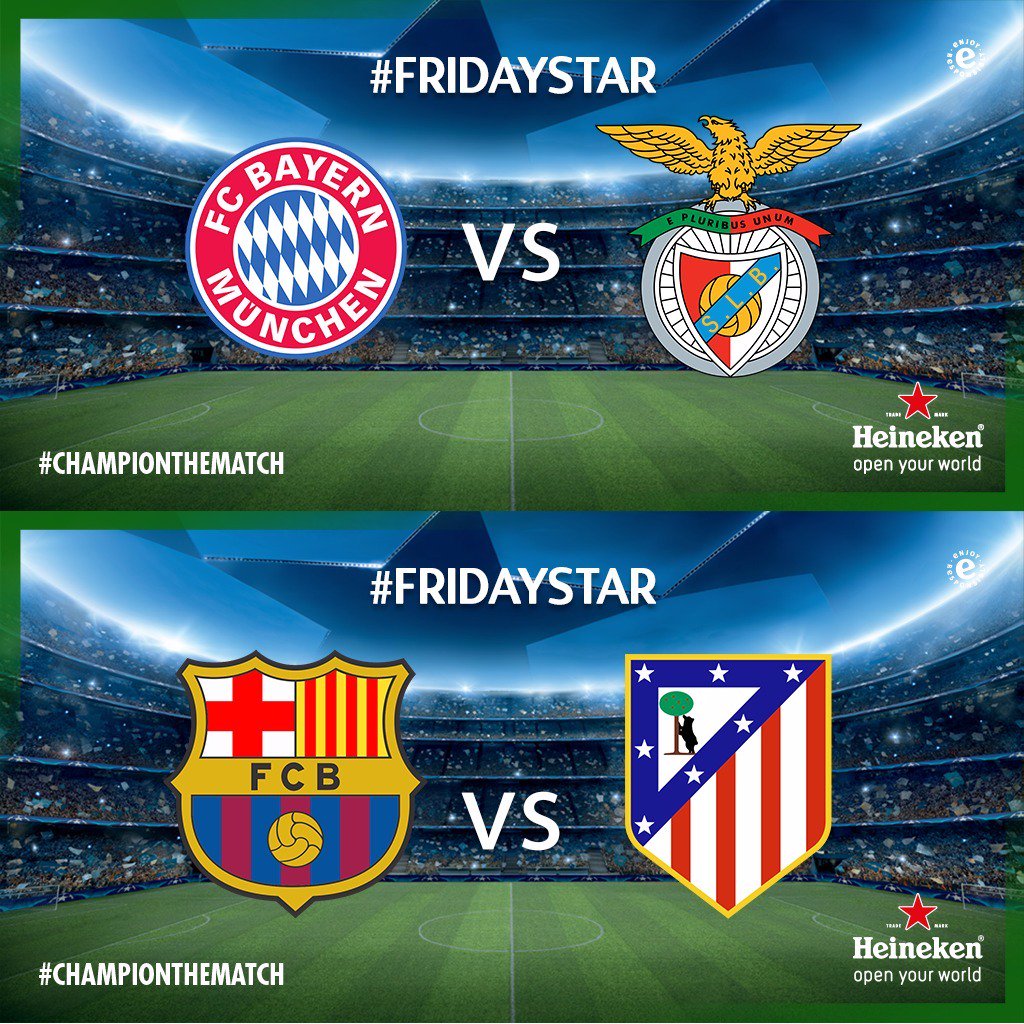 TGIFIndonesia's tweet photo. Let's choose, LIKE For Munchen vs Benfica OR RETWEET for Barca vs Atletico #CHAMPIONTHEMATCH #FRIDAYSTAR @HeinekenID https://t.co/xUxaBdPPrB