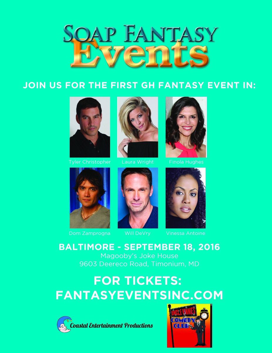 coastalent1's tweet photo. #Baltimore #GHFantasy going to be fun! lldubs @Tyler2929 @finolahughes @WilliamdeVry1 @dom_zamprogna @VinessaAntoine https://t.co/PKArAixWEi