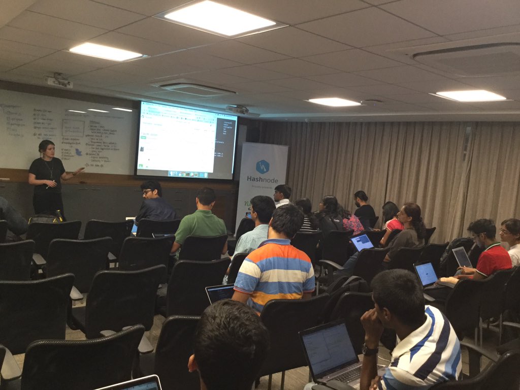hashnode's tweet photo. Getting back to #NodeTogether class post lunch. @node_together - @AccelIndiaVC Devs r really enjoying the space!πππ» https://t.co/QbmJRFaIjw